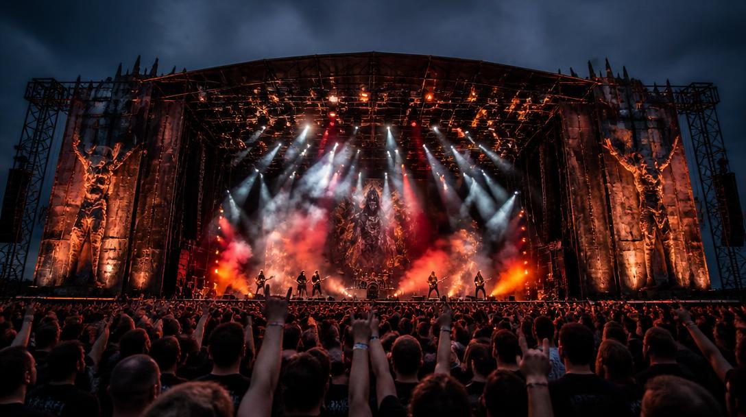 Metal-festival podium met publiek